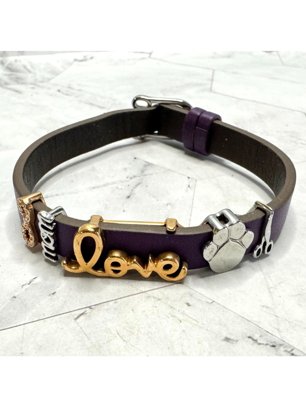 Keep Collective Bracelet 5 Charms Purple Love Pet Dog Mom Infinity Scissors